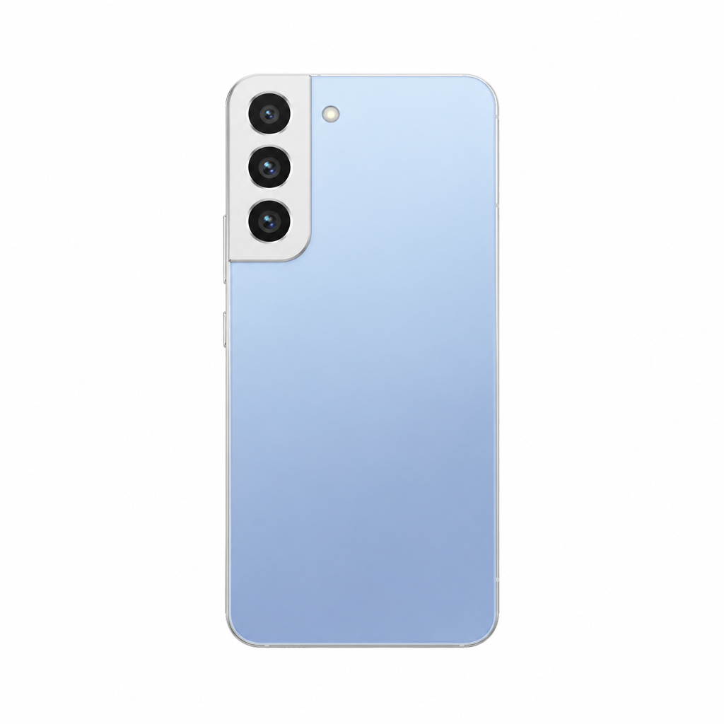Samsung Galaxy S22 pale blue product image on a white 1000x1000 background with balanced margins