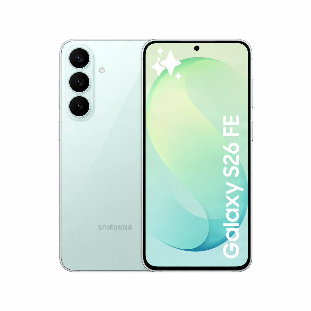 Samsung Galaxy S26 FE product image on a white 1000x1000 background with balanced margins