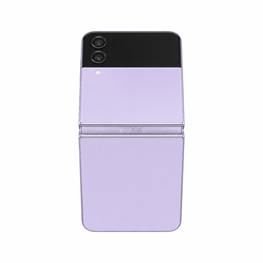 Samsung Galaxy Z Flip4 light lavender-purple product image on a white 1000x1000 background with balanced margins