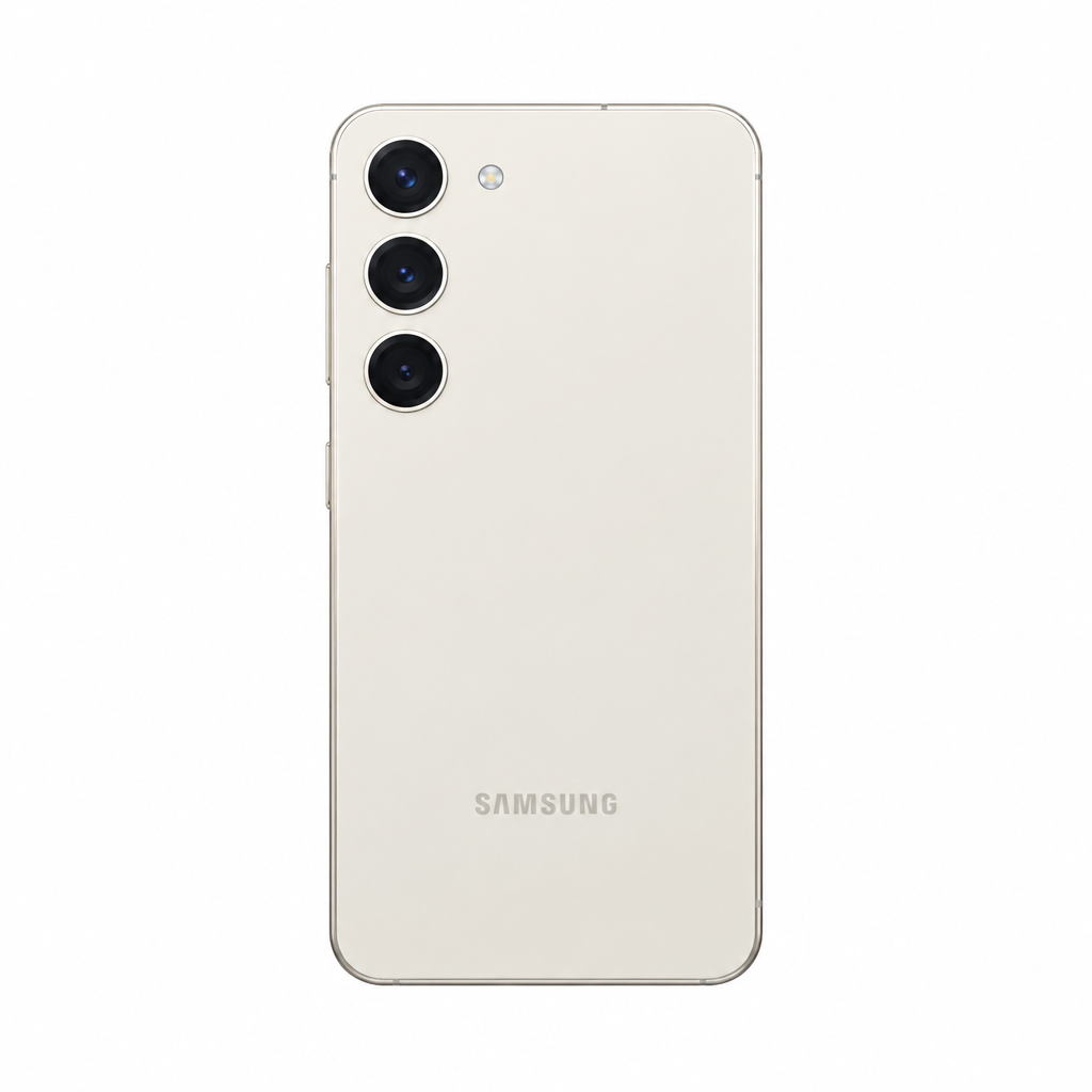 Samsung Galaxy S23 cream-white product image on a white 1000x1000 background with balanced margins