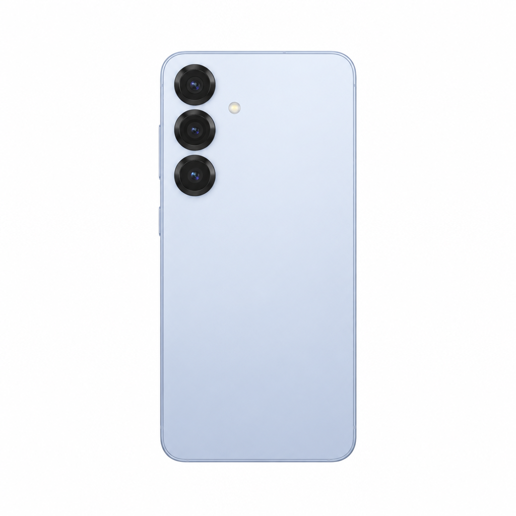 Samsung Galaxy S25 icy pale blue product image on a white 1000x1000 background with balanced margins